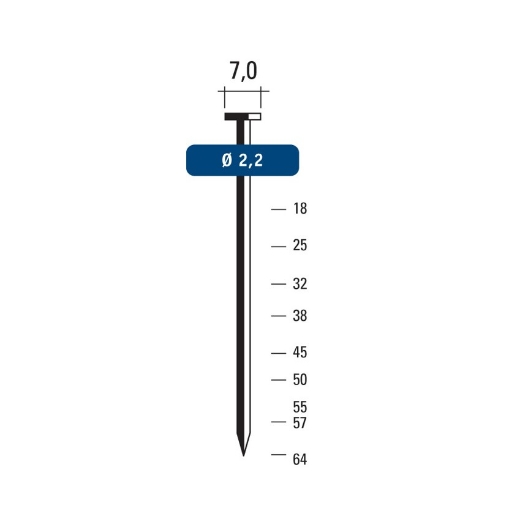 Afbeeldingen van Hewitool AT-nagel 32mm staal galva (2.2x7mm - 2000st) - FRAT320000