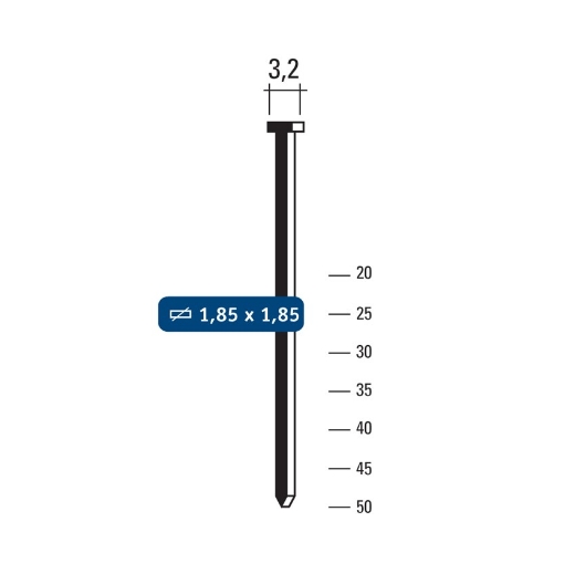 Afbeeldingen van Hewitool geharde staalnagel ST18 - 30mm (1.85x3.2mm - 6000st) - FRST183000