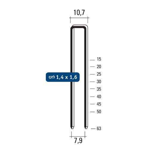 Afbeeldingen van Hewitool L-nieten 50mm inox A4/SS316 (1.4x1.6x10.7mm - 4300st) - FOL500inox