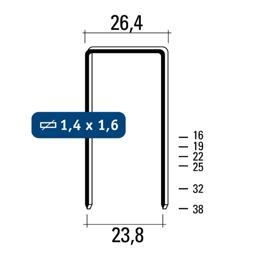 Afbeeldingen van Hewitool W-nieten 19mm staal galva (1.4x1.6x26.4mm - 10500st) - FOW5562191