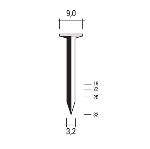 Afbeeldingen van Hewitool roofingnagel 22mm staal galva (3.2x9mm staal galva - 7200st) - FTRN220000