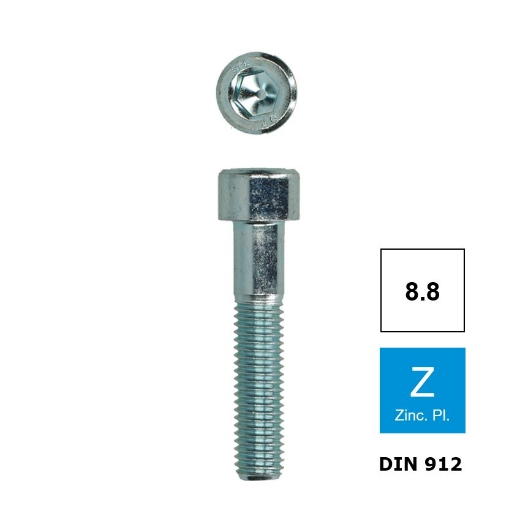 Inbusbout met cilinderkop Din 912 M8x85 verzinkt 8.8 (S6)