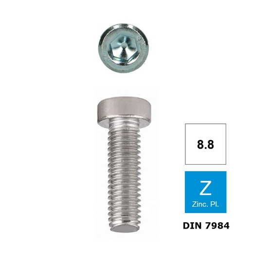 Afbeeldingen van Inbusbout met lage cilinderkop Din 7984 M3x6 verzinkt 8.8 (S2)