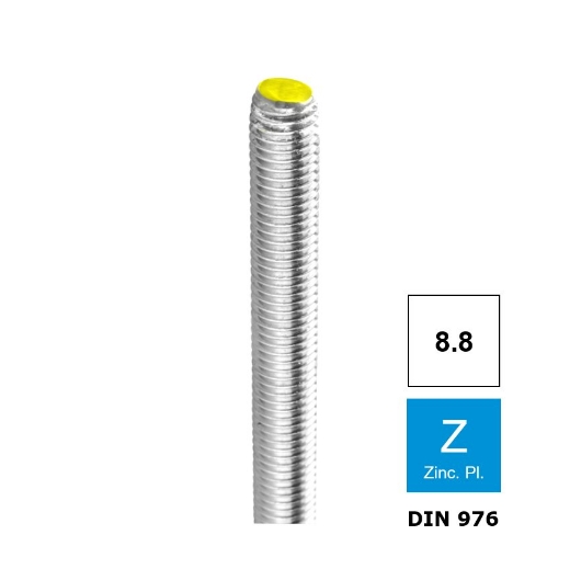 Afbeeldingen van Draadstang Din 976 lengte 1m M22 verzinkt 8.8