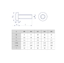 Afbeeldingen van Metaalschroef met bolle kop en Torx indruk TX25 Din 7985H-T M5x12 verzinkt 4.8