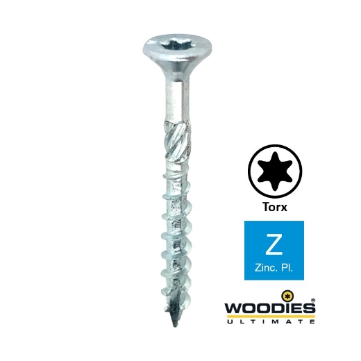 Afbeeldingen van 200st. Woodies® Ultimate houtschroef deeldraad Torx TX20 met verzonken kop 3.5x20/12 verzinkt