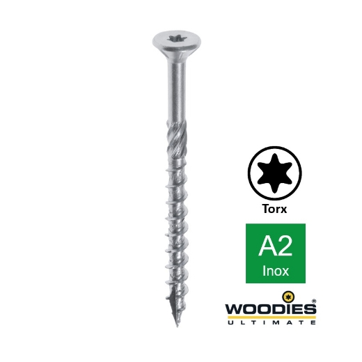 Afbeeldingen van Woodies® Ultimate houtschroef deeldraad Torx TX20 met verzonken kop 5x90/55 inox A2