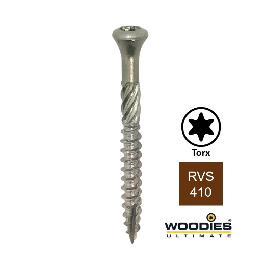 Afbeeldingen van Woodies® Ultimate vlonderschroef  Torx TX20 met verzonken kop 5x40/24 rvs 410