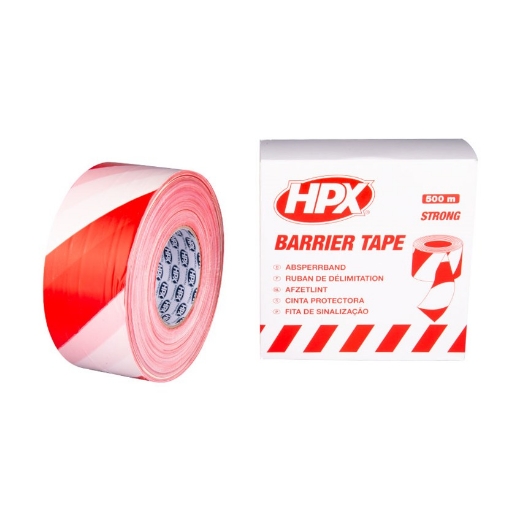 Afbeeldingen van HPX Afzetlint - wit/rood 70mm x 500m - B70100