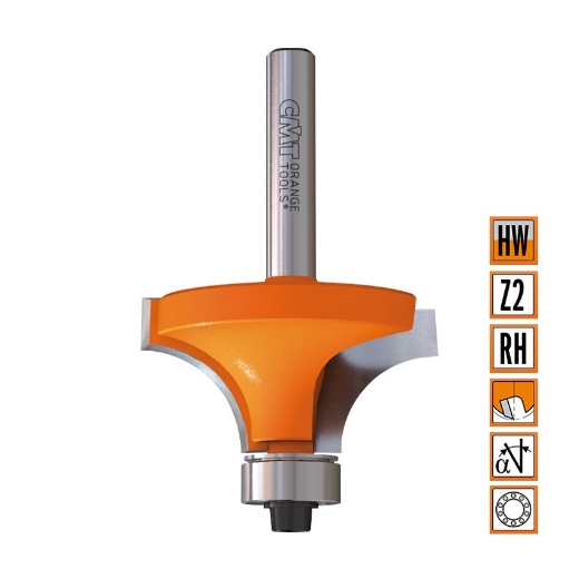 Afbeeldingen van CMT Holle radiusfrees zonder opstaande kant D=28.6x12.7mm R=8 L=54mm S=6mm Z2 HW - 738.285.11