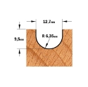 Afbeeldingen van CMT Bolle radiusfrees D=12.7x9.5mm R=6.35 L=50.8mm S=8mm Z2 HW - 914.127.11