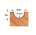 Afbeeldingen van CMT Bolle radiusfrees D=25.4x16mm R=12.7 L=73mm S=8mm Z2 HW - 914.254.11