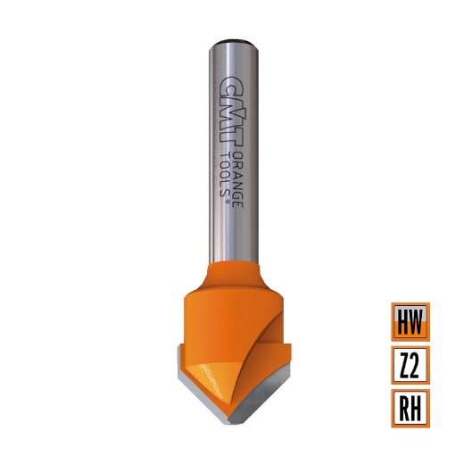 Afbeeldingen van CMT V-groef frees 90° voor alucobond D=23.5mm I=11mm 90° L=60mm S=8mm Z2 HW - 915.001.11