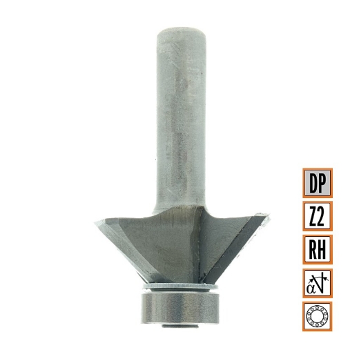 Afbeeldingen van CMT Afkantfrees met kogellager 45° S=8mm L=45mm D=32.5mm I=10mm Z2 DP RH - 936.280.61