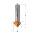 Afbeeldingen van CMT V-groef frees 90° D=9.5x12.7mm 90° L=44.5mm S=8mm Z2 HW - 915.095.11