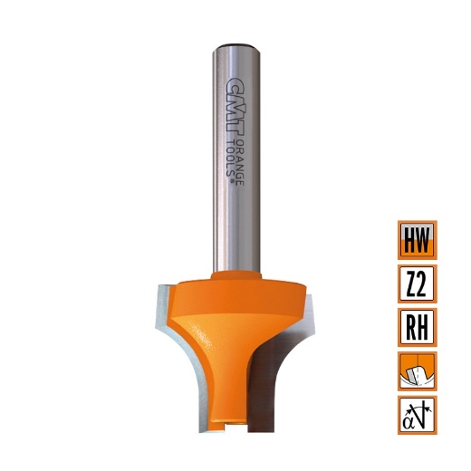 Afbeeldingen van CMT Kruishoutverbindingsfrees prof. B D=22x19mm R=10 L=51mm S=8mm Z2 HW - 955.307.11F