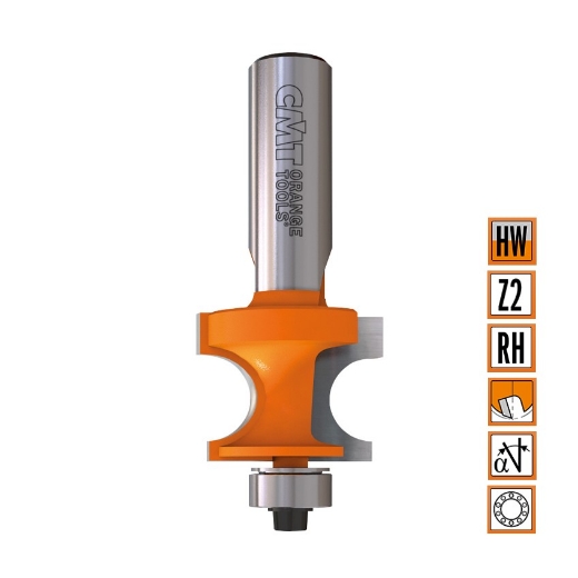 Afbeeldingen van CMT Kantenfrees met kogellager D=25.4x18.6mm R=4.75 L=61mm S=8mm Z2 HW - 961.048.11