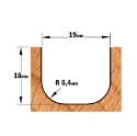 Afbeeldingen van CMT Houten vaatwerk frees D=19x16mm R=6.4 L=54mm S=8mm Z2 HW - 951.002.11