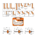 Afbeeldingen van CMT 15-delige bovenfrezenset in oranje opbergkoffer S=8mm Z2 HW - 900.001.00