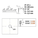 Afbeeldingen van CMT Afkortzaag voor massief hout & multiplex 250x20x3.2mm Z40 HW - 285.040.10H