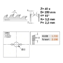 Afbeeldingen van CMT Afkortzaag voor massief hout & multiplex 250x30x3.2mm Z40 HW - 285.040.10M