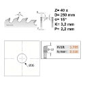 Afbeeldingen van CMT Afkortzaag voor massief hout & multiplex 250x35x3.2mm Z40 HW - 285.040.10R