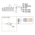 Afbeeldingen van CMT Afkortzaag voor massief hout 200x30x3.2mm Z48 HW - 285.048.08M