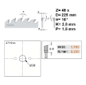 Afbeeldingen van CMT Afkortcirkelzaag voor draagbare machines, voor massief hout 225x30x2.8mm Z48 HW - 292.225.48M