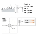 Afbeeldingen van CMT Afkortzaag voor massief hout 250x30x3.2mm Z60 HW - 285.060.10M