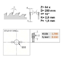 Afbeeldingen van CMT Afkortzaag voor massief hout 280x30x2.8mm Z64 HW - 295.064.11M