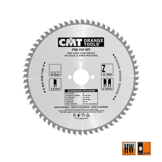 Afbeeldingen van CMT Afkortcirkelzaag voor draagbare machines, voor massief hout 210x25x2.8mm Z48 HW - 292.210.48L