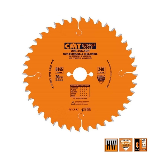 Afbeeldingen van CMT Cirkelzaag voor non-ferro metalen & harde materialen 165x20x2.2mm Z40 HW - 296.165.40H