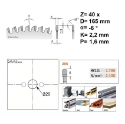 Afbeeldingen van CMT Cirkelzaag voor non-ferro metalen & harde materialen 165x20x2.2mm Z40 HW - 296.165.40H