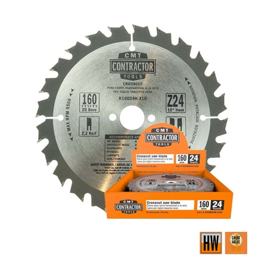 Afbeeldingen van CMT Contractor universele zaag voor hout & OSB 160x20x2.2mm Z24 HW - K16024H-X10