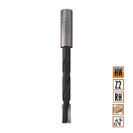 CMT Spiraal langgatboor met spaanbrekers D=12mm I=75mm LT=150mm S=16x50mm Z2 RH HW - 161.120.11