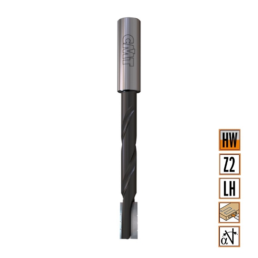 CMT Spiraal langgatboor met spaanbrekers D=12mm I=75mm LT=150mm S=16x50mm Z2 LH HW - 161.120.12