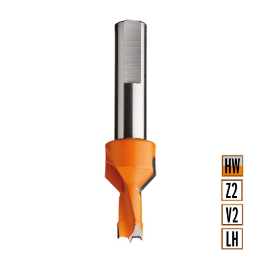 Afbeeldingen van CMT Drevelboor met vaste verzinker D=8mm I=20mm LT=70mm S=10x15mm Z2+V2 LH HW - 377.082.12