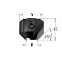 CMT Opsteekverzinker voor dubbel spiraal D=16mm d=4mm LT=15mm Z2 LH HW - 316.040.12