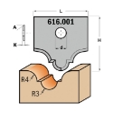 Afbeeldingen van CMT Profielmes voor multiprofielfrees type 1 L=20mm K=2mm MDF materiaal KCR08 / S1920 Profiel Z2 - 616001