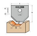 Afbeeldingen van CMT Profielmes voor multiprofielfrees type 8 L=20mm K=2mm MDF materiaal KCR08 / S1920 Profiel Z2 - 616008