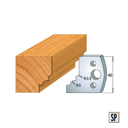 Afbeeldingen van CMT Profielmes voor profielfreeskop voor hard- en zacht hout I=40x4mm, 2 stuks - 690020