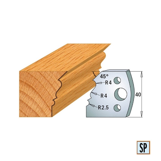 CMT Profielmes voor profielfreeskop voor hard- en zacht hout I=40x4mm, 2 stuks - 690107