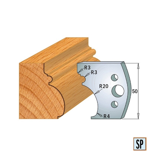 CMT Profielmes voor profielfreeskop voor hard- en zacht hout I=50x4mm, 2 stuks - 690501