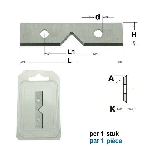 Afbeeldingen van CMT Recht mes met 90° inkeping L=50x12x1.5mm 35° Z1 HC05/F1730, 1 stuk - 790.181.061.01