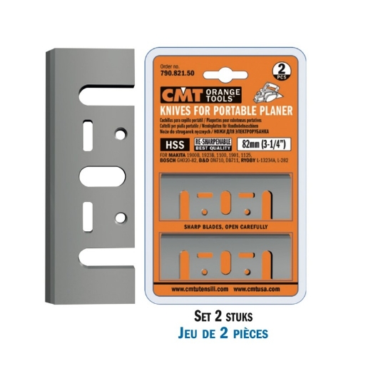 CMT Standaard HW schaafmessen voor handschaafmachine L=82x29x3mm Z1 HW, 2 stuks - 790.821.10