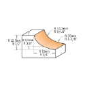 Afbeeldingen van CMT Bolle radiusfrees met kogellager D=38.1x15.5mm R=12.7 L=58mm S=8mm Z2 HW - 937.350.11