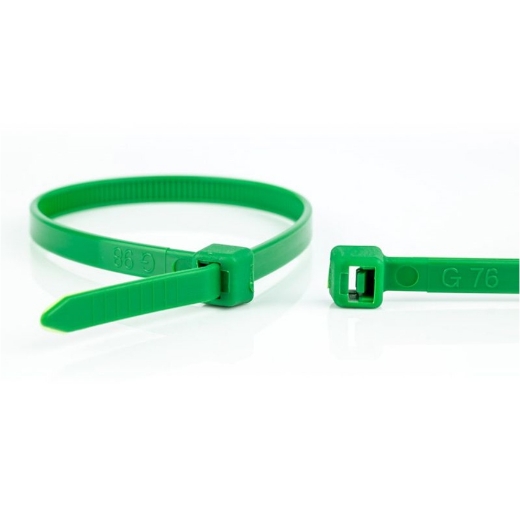 100st. Standaard kabelbinder 4.8mm x 200mm, polyamide 6.6, kleur groen - 110126571