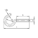 Afbeeldingen van Schroefoog open met metrische draad M6x60 inox A2