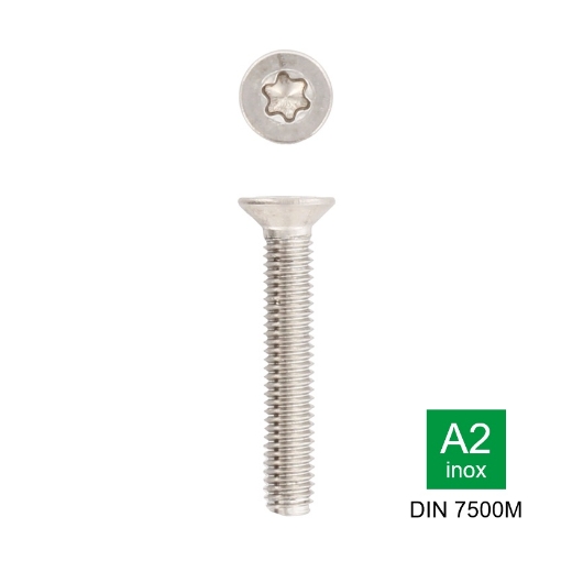 Afbeeldingen van Zelf draadtappende bout met verzonken kop Torx TX10 Din 7500M M3x20 inox A2