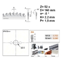 Afbeeldingen van CMT Cirkelzaag voor non-ferro metalen en harde materialen 168x20x1.8mm Z52 HW - 296.768.52H